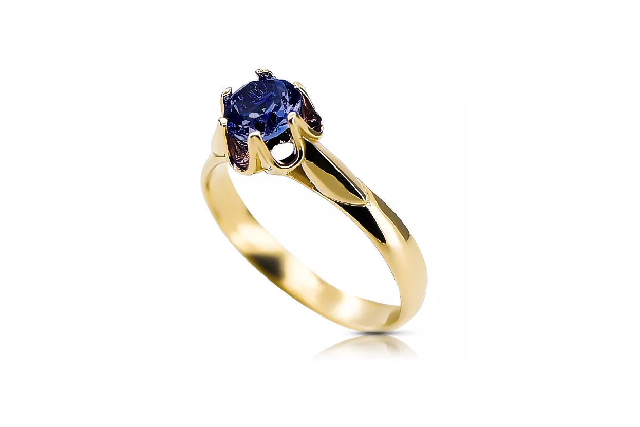 14K Yellow gold Sapphire Ring Vintage style vrc122y